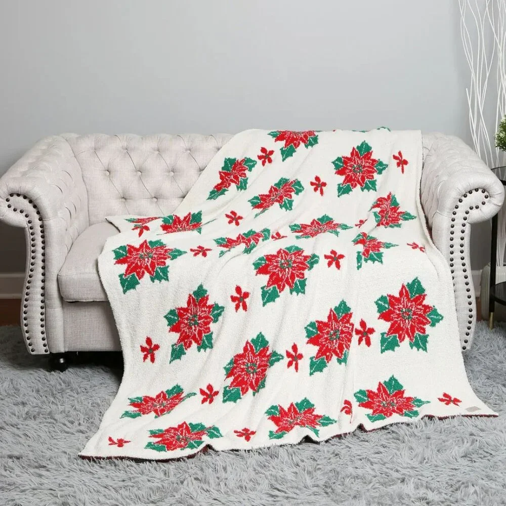 Poinsettia Pattern Luxury Soft Throw Blanket